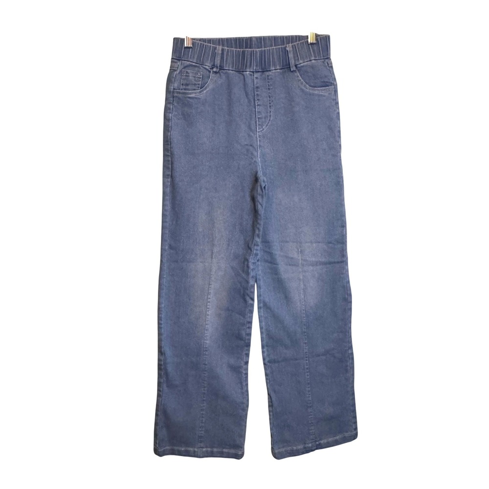 NWOT Womens Casual Elastic‎ Waist Wide Leg Denim Pull On Jeans Blue Size 26